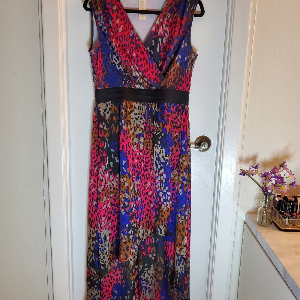 Colorful Cheetah print high low dress